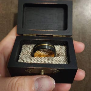 Tungsten carbide ring black and yellow gold Wedding band mens tungsten Black tungsten ring men Men's wedding band Tungsten wedding band