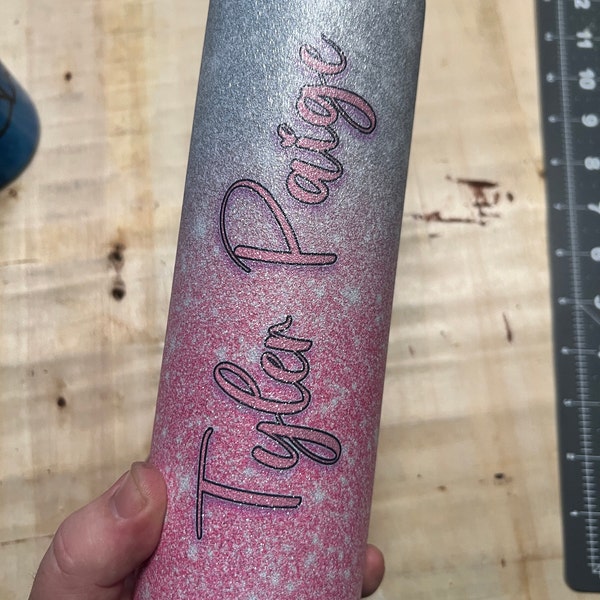 20 Oz Skinny Tumbler Silver Pink Glitter Tumbler Sublimation Design ...