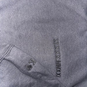 Custom Embroidered Roman Numeral Hoodie or Crewneck Sweatshirt Date ...