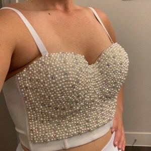 Best Seller Pearl Bustier Corset Encrusted With Real Crystal - Etsy