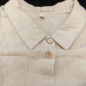 Button up Linen Shirt Women Business Casual Work Shirt Short - Etsy