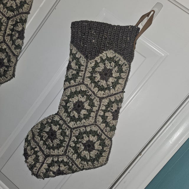 A customer's finished Hexagon Granny Stocking Crochet Pattern