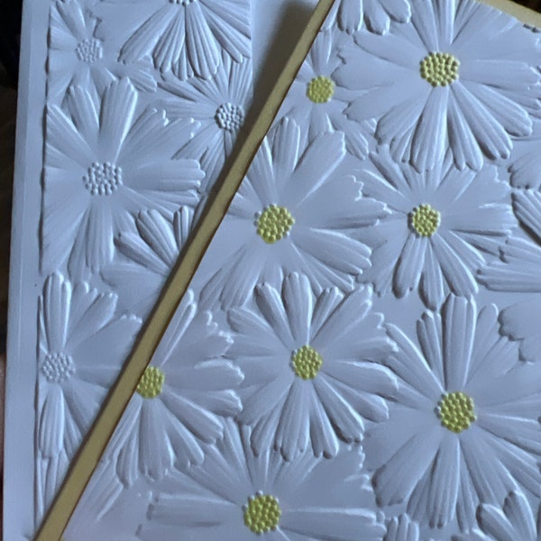 8 3D Embossed Daisy Flower Note Cards, White Floral Note Card Set ...