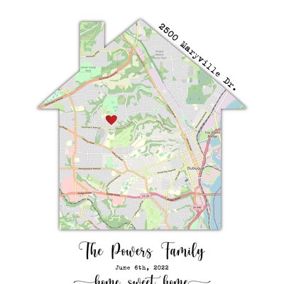 New Home Gift, Housewarming Gift for Couple, New House Map, First Home ...