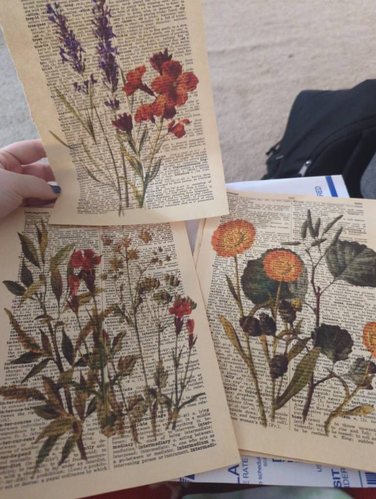 Flower Themed dictionary prints