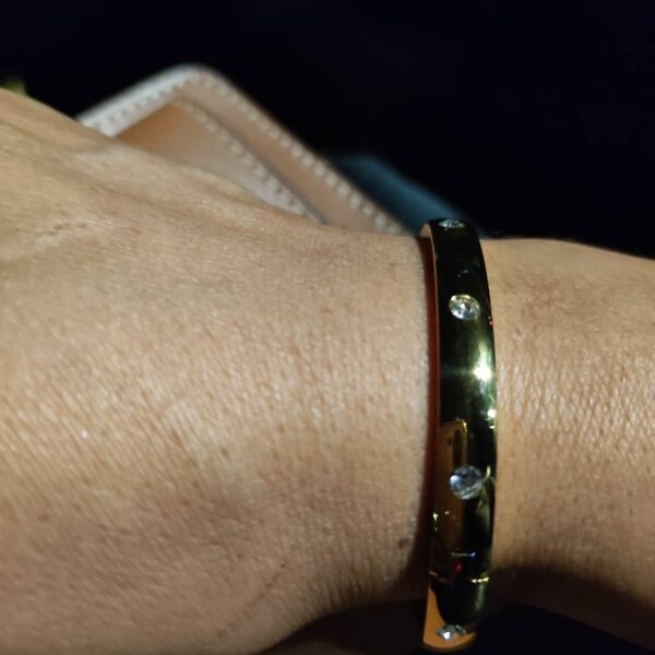 5-Piece 18K Gold-Plated Stainless Steel Inlaid Zircon Bracelet