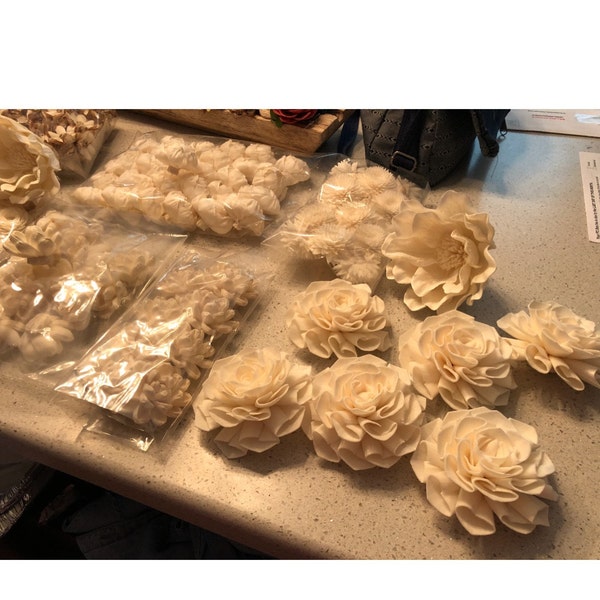 15 Peony Roses Sola Wood Diffuser Flowers 5 Cm Dia. With Options of ...
