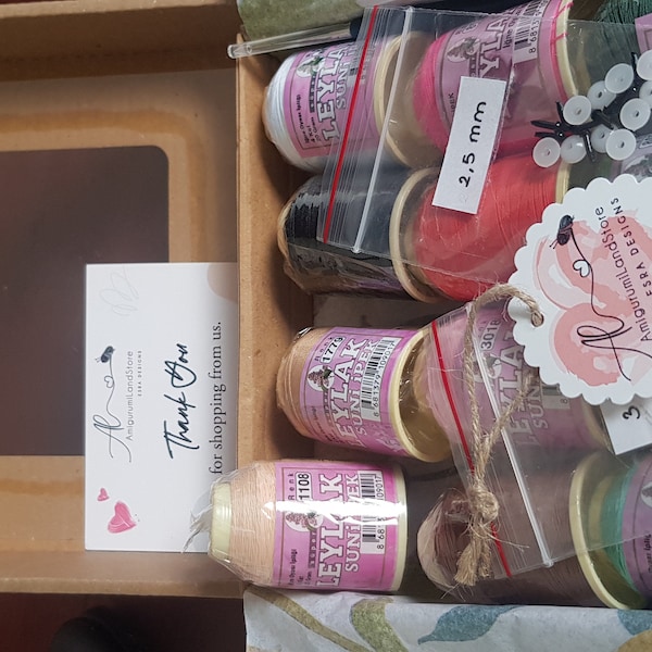 Silk Thread Box, Colorful Thread, Safety Eyes and Crochet Hook - Etsy