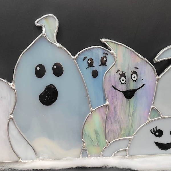 Ghosts Stained Glass Pattern: Halloween Suncatcher Template (PDF & PNG ...