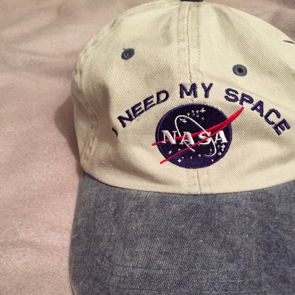 NASA I Need My Space Embroidered Two Tone Pigment Dyed Cotton Cap - Etsy