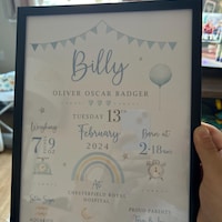 New Baby Personalised Print | Birth Details Gift | Keepsake Print | New ...