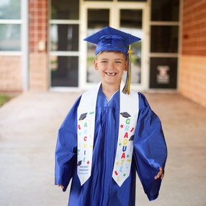 Preschool Graduation Cap And Gown WILLBOND Kids Graduation Stole Sash 2025 Preschool Kindergarten Graduation Class Of 2025 Colorful Grad Stoles For Preschool Students White Preschool Graduation Sash