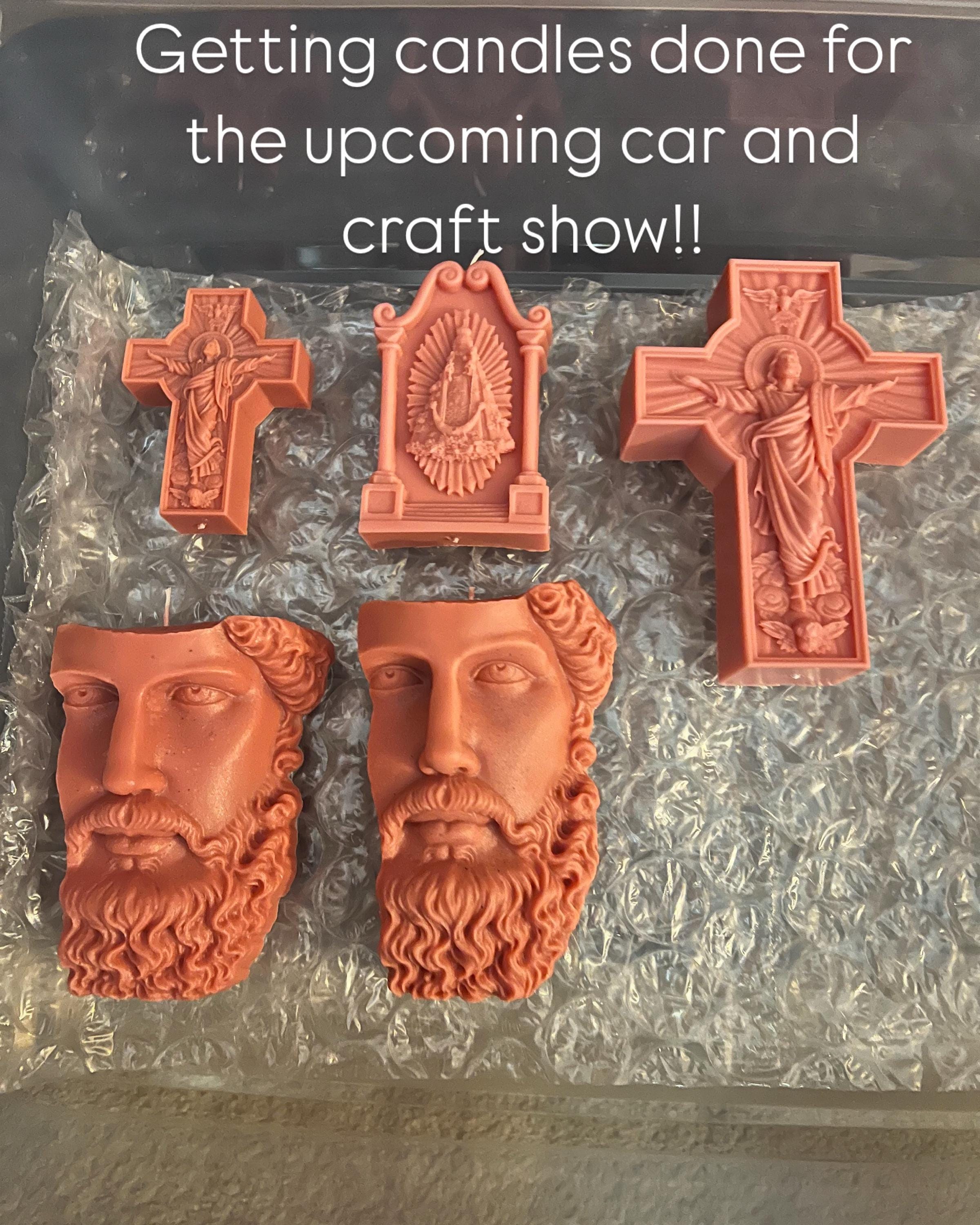 Large Jesus Cross Statue Silicone Mold Catholic Apostle Portrait Plaster Concrete Resin Casting Tools Religious Decoration Gifts