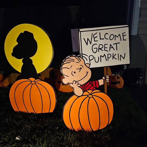 Welcome Great Pumpkin Snoopy Outdoor Halloween Decoration - Etsy