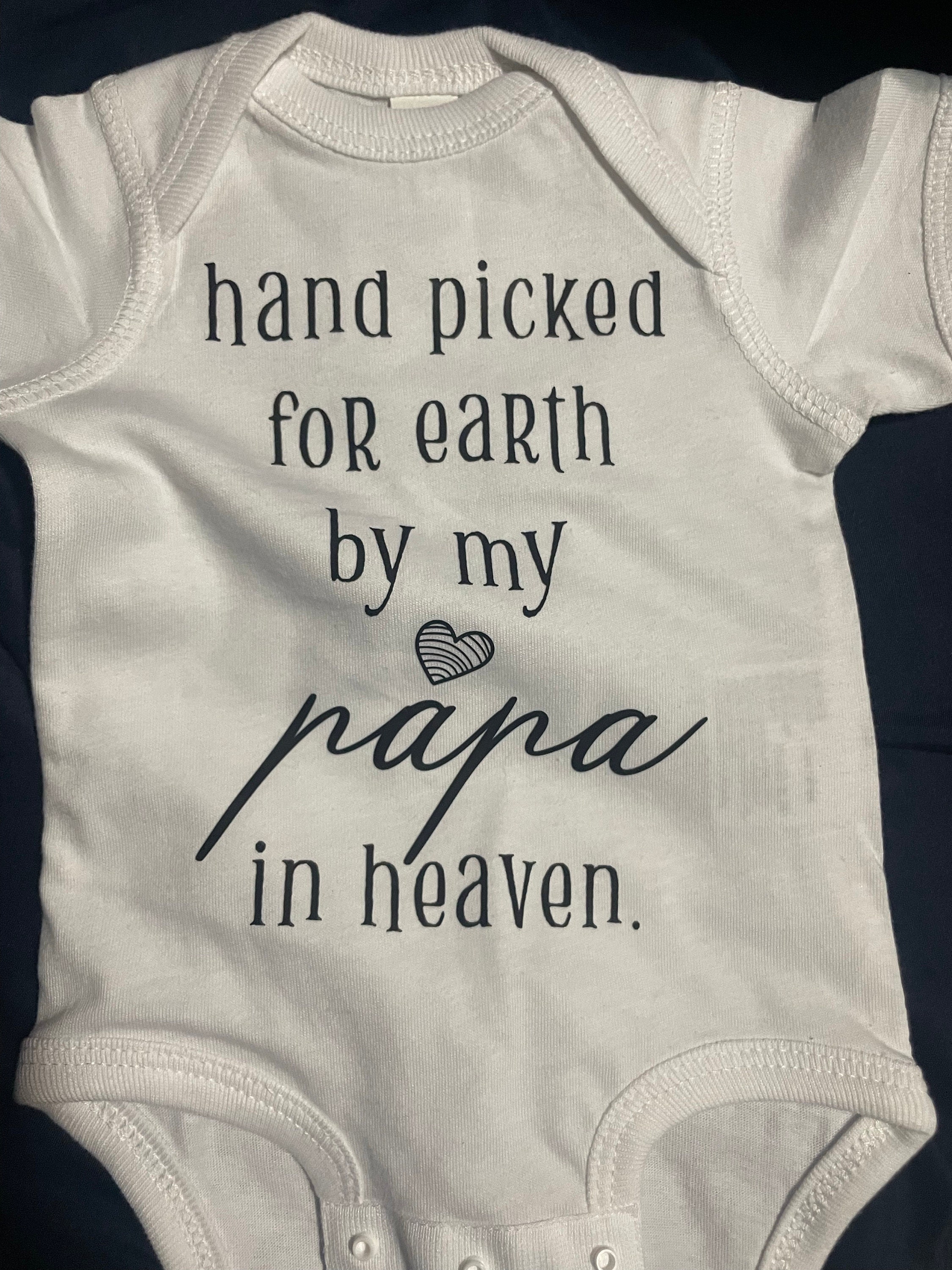 Hand Picked for Earth by My Grandpa in Heaven Onesie®, Pregnancy Announcement, Grandpa Grandma Auntie Uncle Onesie®, Baby Shower Gift