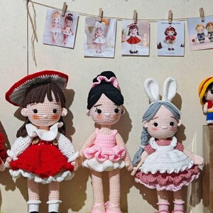 かぎ針編みのプリンセスあみぐるみ人形のパターン、15個セット購入で