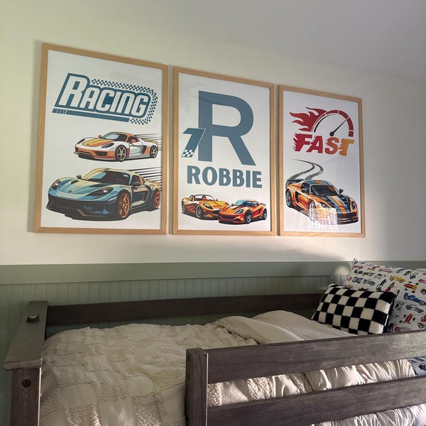 Personalized Sports Car Wall Art for Boys Room | Custom Name Racing Car ...