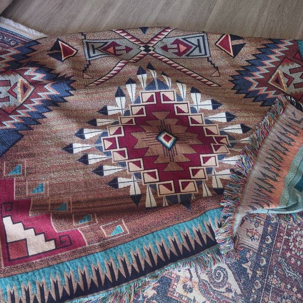 Brazos Southwest Woven Tapestry Blanket, Native American Inspired ...