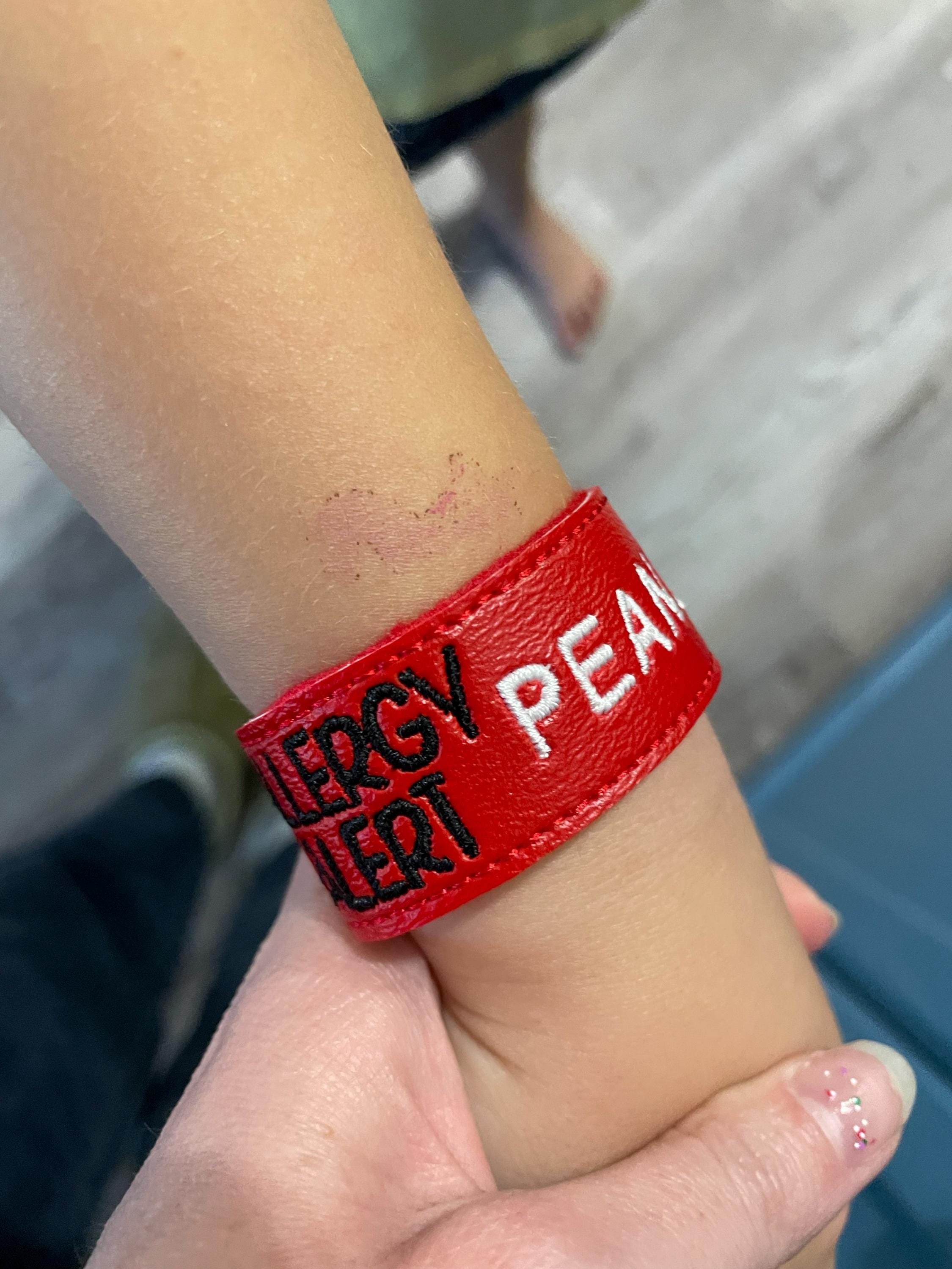 Peanut Tree Nuts Milk Dairy Egg Shellfish Soy Gluten Bee Custom Food Allergy Medical Alert Snap Tab Bracelet by Sara Sews Stuff