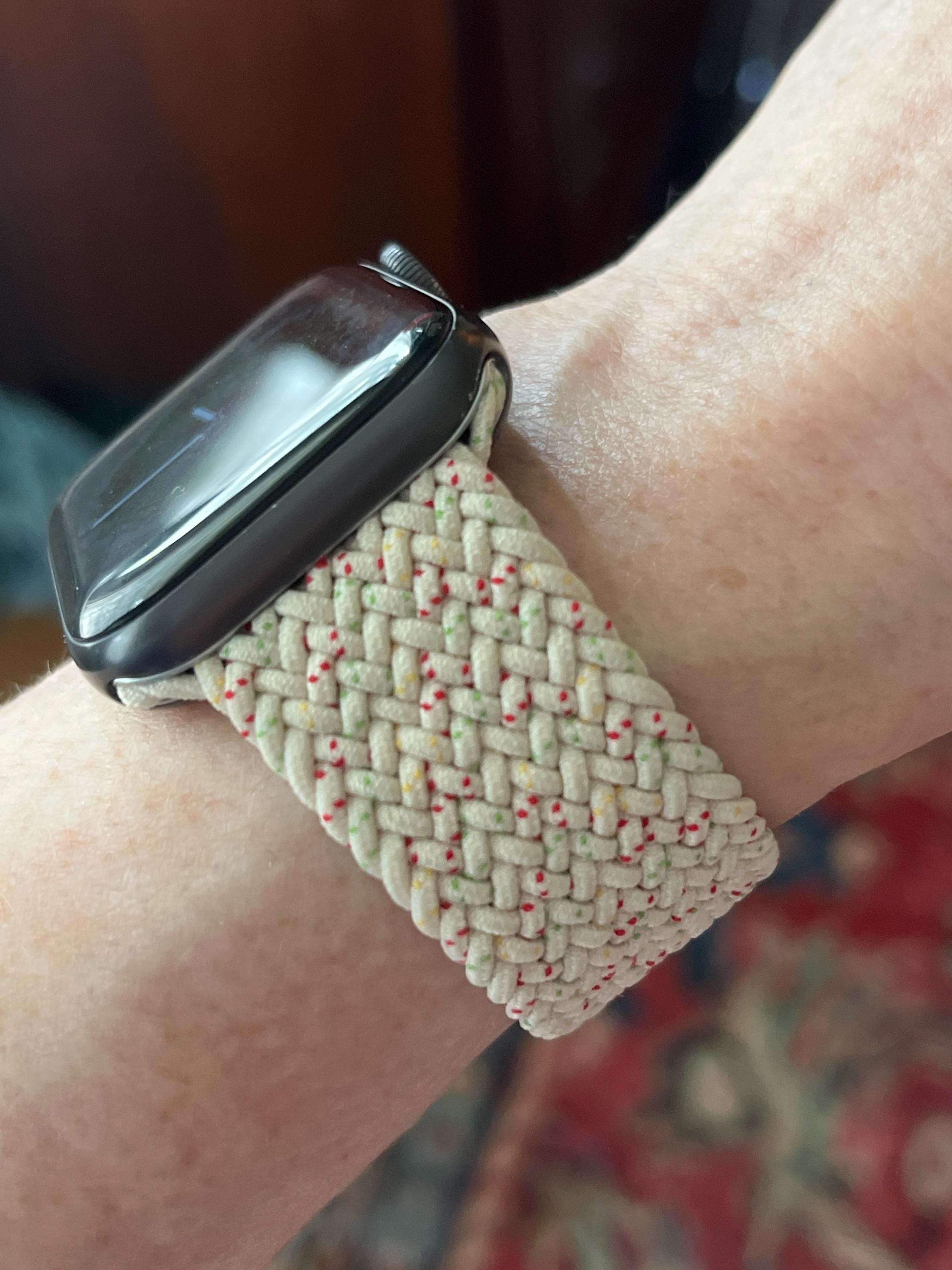 Starlight Mist Braided Nylon Apple Watch Band Ultra 38 40 41 42 44 45 49mm Woven Elastic Knitted Loop Strap iWatch Series 9 8 7 6 5 4 3 2 SE