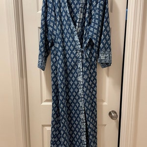 Indigo Cotton Kimono Robes for Women Indian Dressing Gown - Etsy