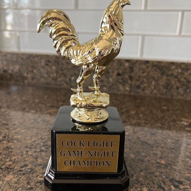 Crown Awards 6" Rooster Trophy With Custom Engraving - Deluxe Round Base, Gold Figurine