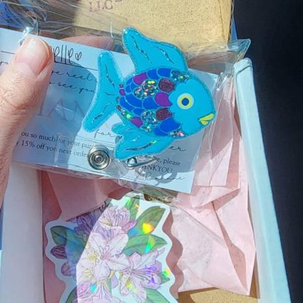 Rainbow Fish Badge Reel | Cute Fish Badge Reel | Cute Badge Holder ...