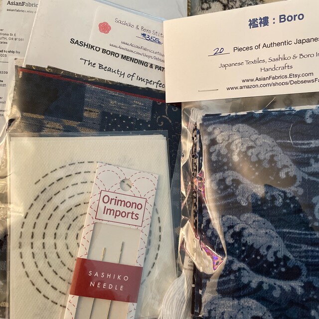 Japanese Boro Fabric Scraps - 20 Variety Indigo Cotton Pieces