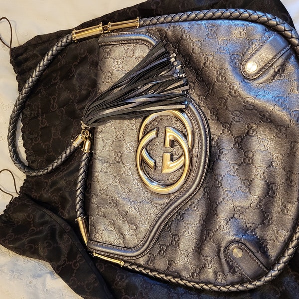 Gucci Brown Leather Large Flap Tassel Marrakech Hobo Bag