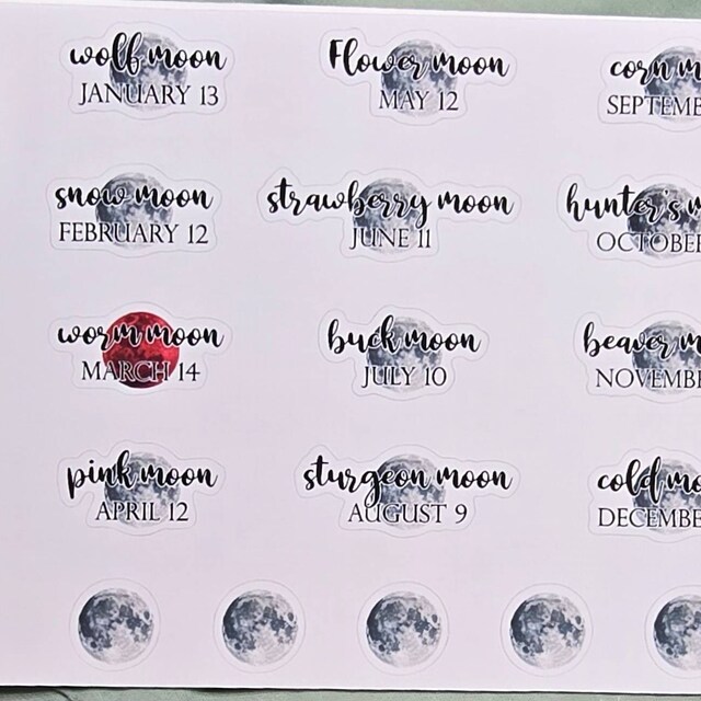 2025 Full Moon Names Planner Stickers, WW703 - Etsy