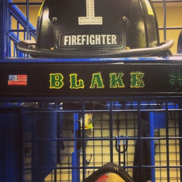 Firefighter Locker Name Plate, leather identification tag to place on locker or storage area for quick and easy identification