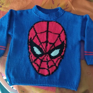 4 Designs Spiderman Sweaters Vintage Knitting Pattern Picture Character Intarsia Chart Motif Jumper Child Adult Instant Download PDF - 2998