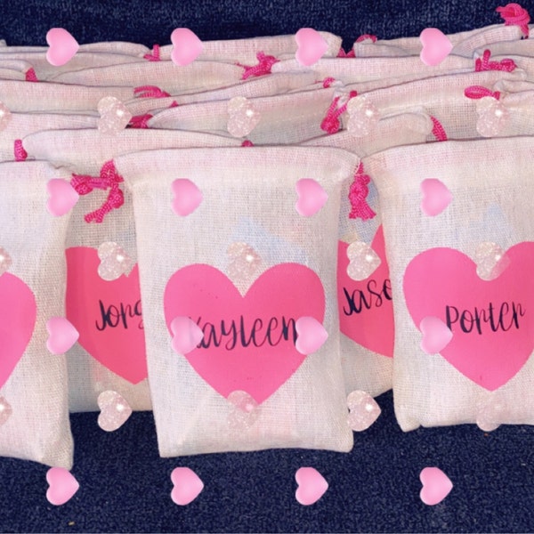 Personalized Valentine’s Day Small Treat Bags 4x6 Heart Party Favor ...