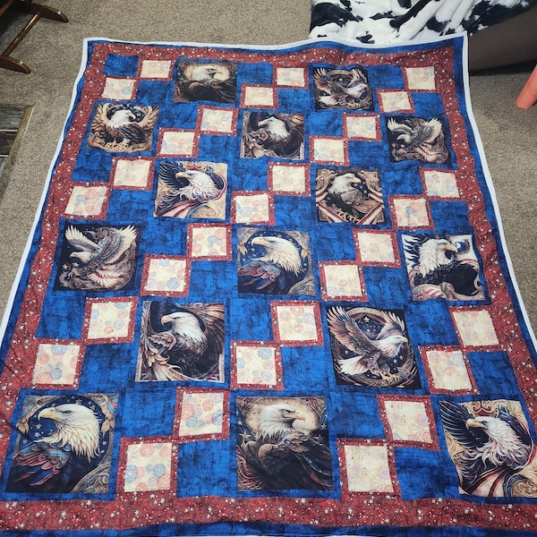 New - American Spirit Eagle Navy Blocks - Morris Creative - QT Fabrics ...