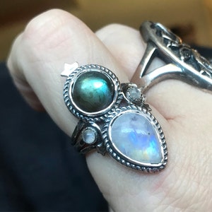 Two Stone Turquoise Ring Sterling Silver Ring for Women Raw - Etsy