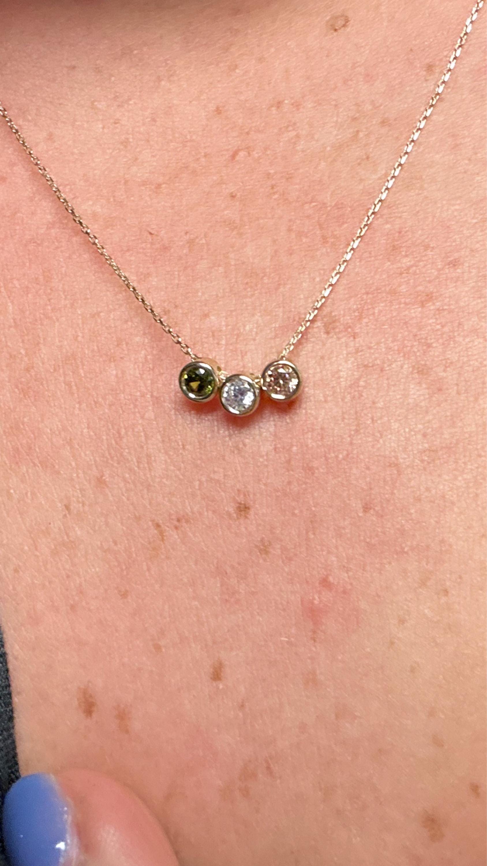 14K Solid Gold Family Birthstone Necklace, Birthstone Gift, Christmas Gift, Bridesmaid Gift, Gift for Mom, Birthday Gift, Birthstone Jewelry