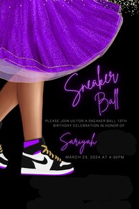 Electronic Sneaker Ball Party Invitation, Birthday Invite, sneaker gala invite, Pink, Any Occasion, Editable template, Instant download
