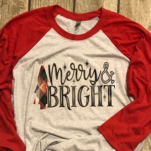 Christmas SVG cut file Merry & Bright SVG Buffalo plaid | Etsy