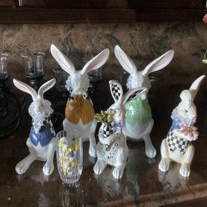 White Rabbit Hand Painted, Mama Rabbit and Her Little One, White Rabbit ...