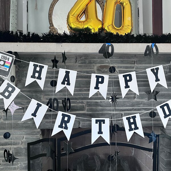 Dekoration Zum 40. Geburtstag – Schwarz/Gold Set Mit Banner, Ballons, Gästebuch & Schärpe