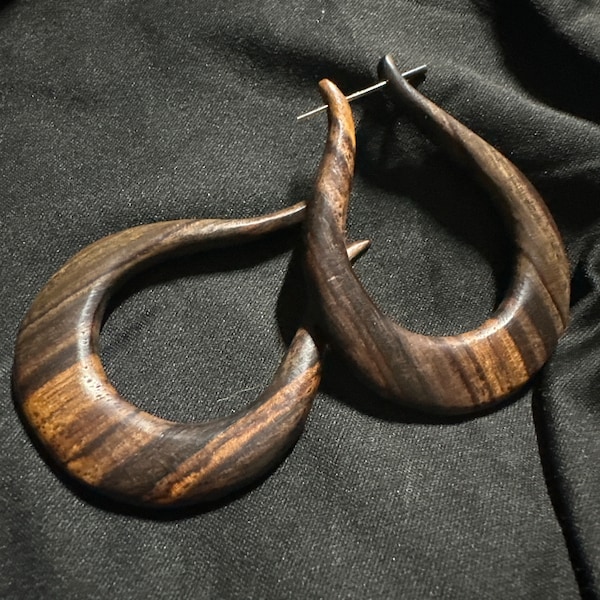 Brown - Bijnor Hand Carved Sheesham Wood Earrings main image 1