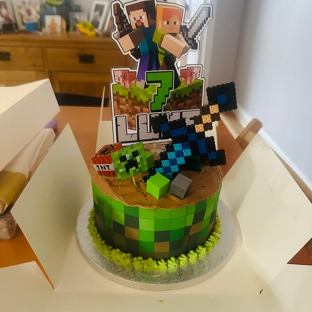 Minecraft Pixel Tiles Icing Sheet Cake Wrap 