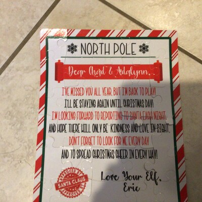 Elf Arrival Puzzle Fun Holiday Note Arriving Kids Christmas...