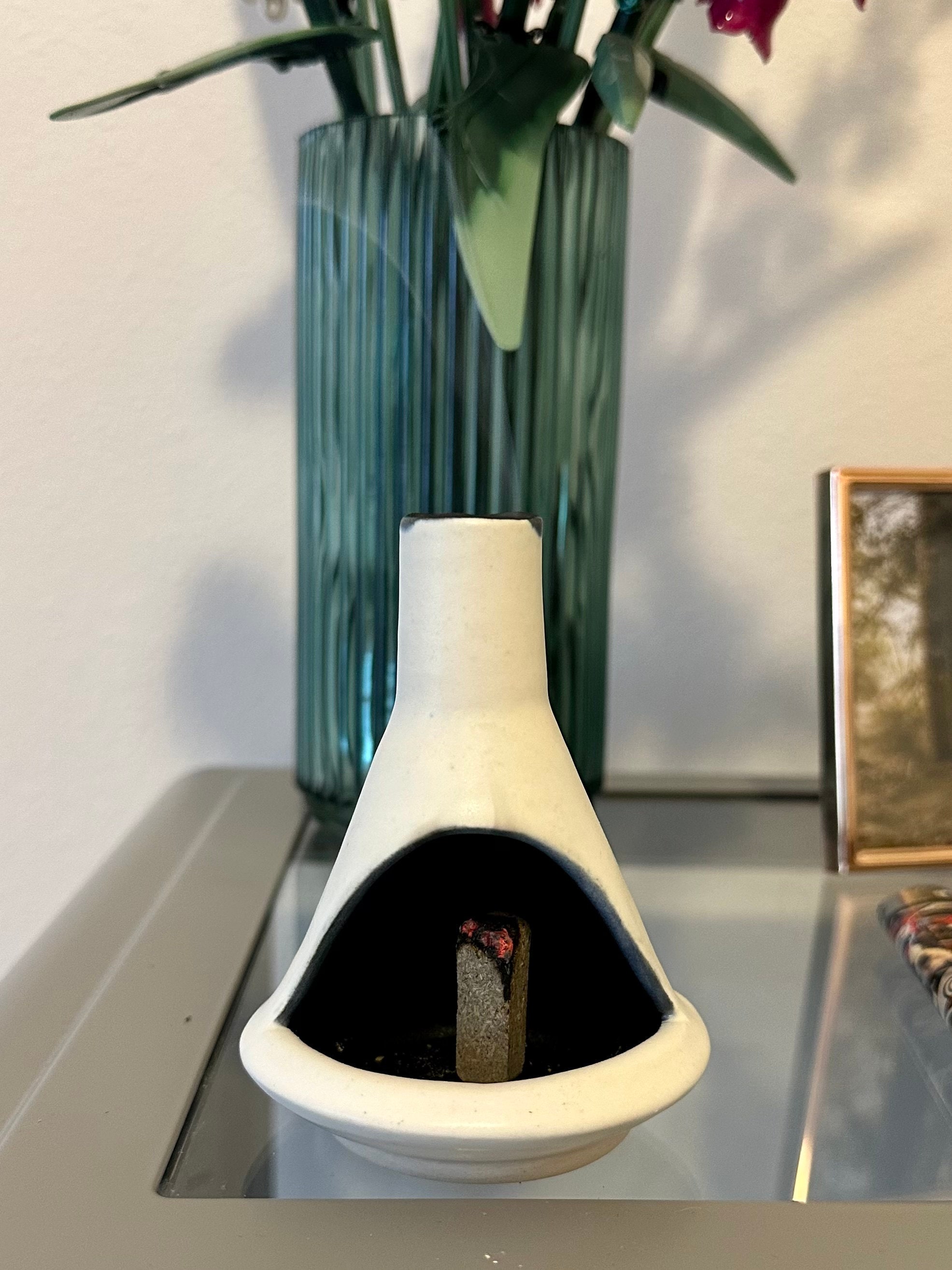 Mid-Century Modern Malm Ceramic Incense Burner Chiminea Palo Santo Candle Holder