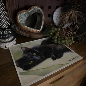 黒猫アート絵画プリント水彩画レイチェルパーカーrachelsstudio