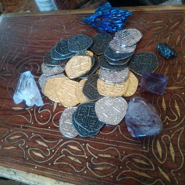 Monedas Piratas Extragrandes De Metal Dorado - Juego De Monedas Del Tesoro, Réplica De Doblones Españoles Para Juegos De Mesa, Fichas, Cosplay - Cofre Del Tesoro Pirata - España