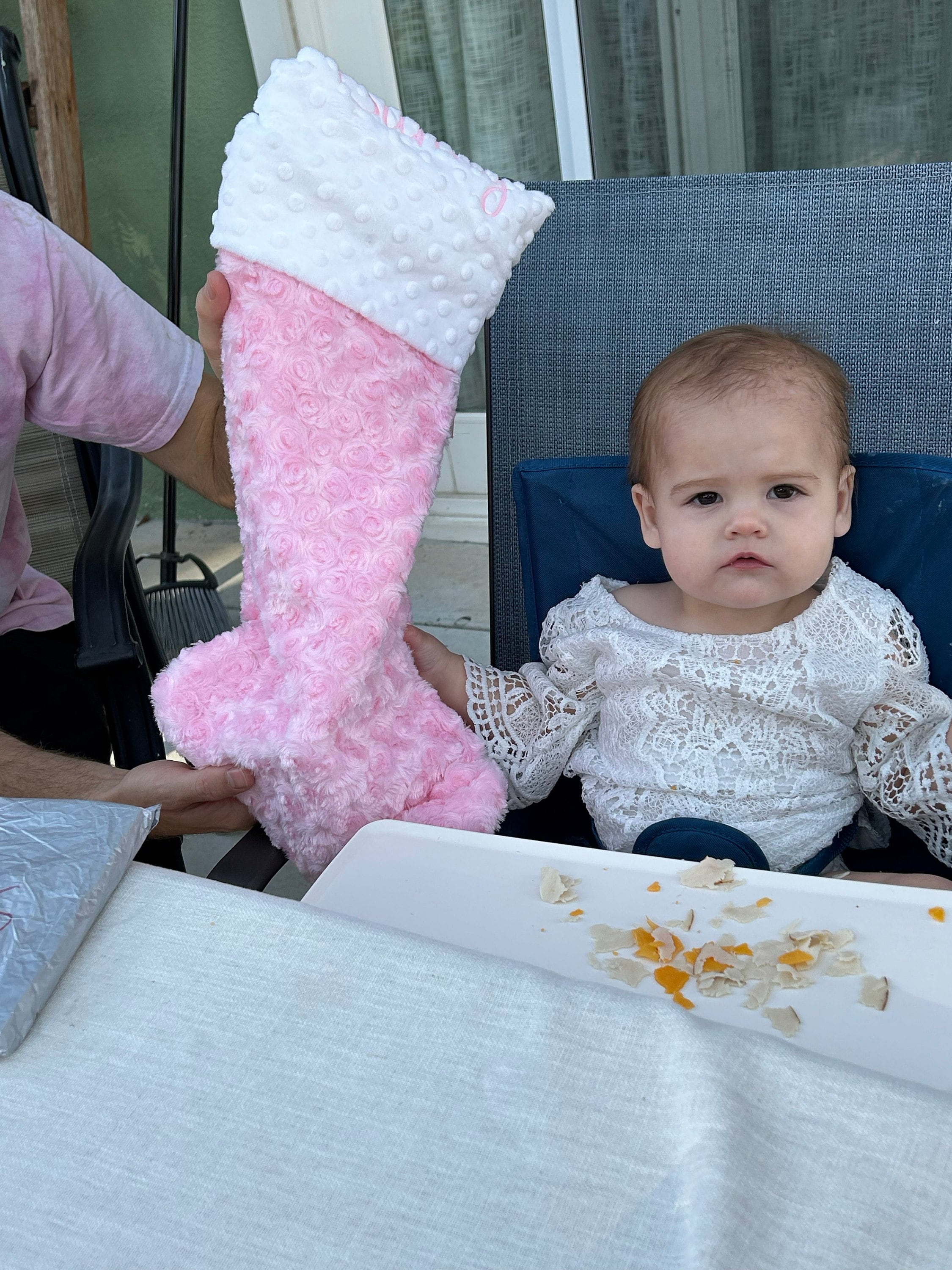 Personalized Christmas Stocking Baby's Girls First Christmas, Baby Pink Christmas stocking