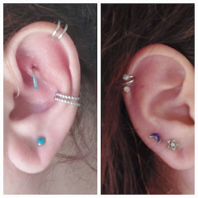 3PCS 16G Celestial Cartilage Studs/lobe Earrings Stud/star and Moon ...