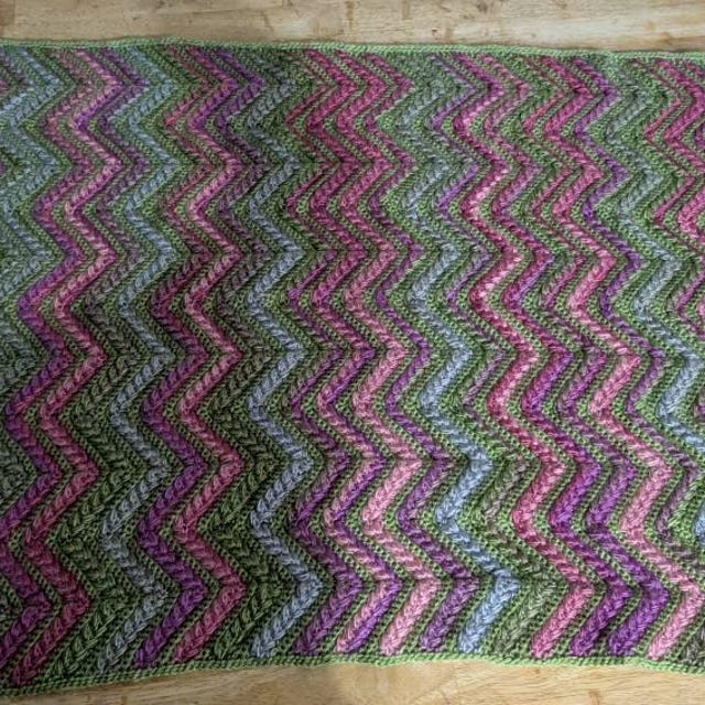 A customer's finished Wheat Stitch Ripple Blanket Crochet Pattern with Video Tutorial