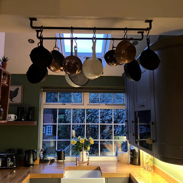 Steel Kitchen Rails For Kitchen Kitchen Rail Made From Raw Steel With S Hooks | Hanging Rail | Utensil ...
